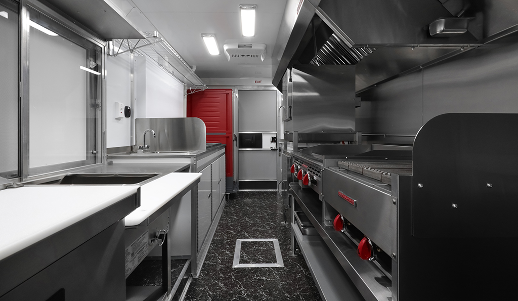Modern food truck kitchen interior